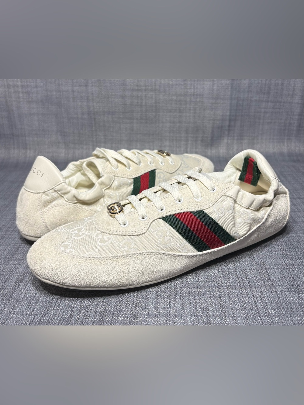Gucci Women’s Shift Sneakers Off White Suede Size EU 40 - Picture 4 of 11